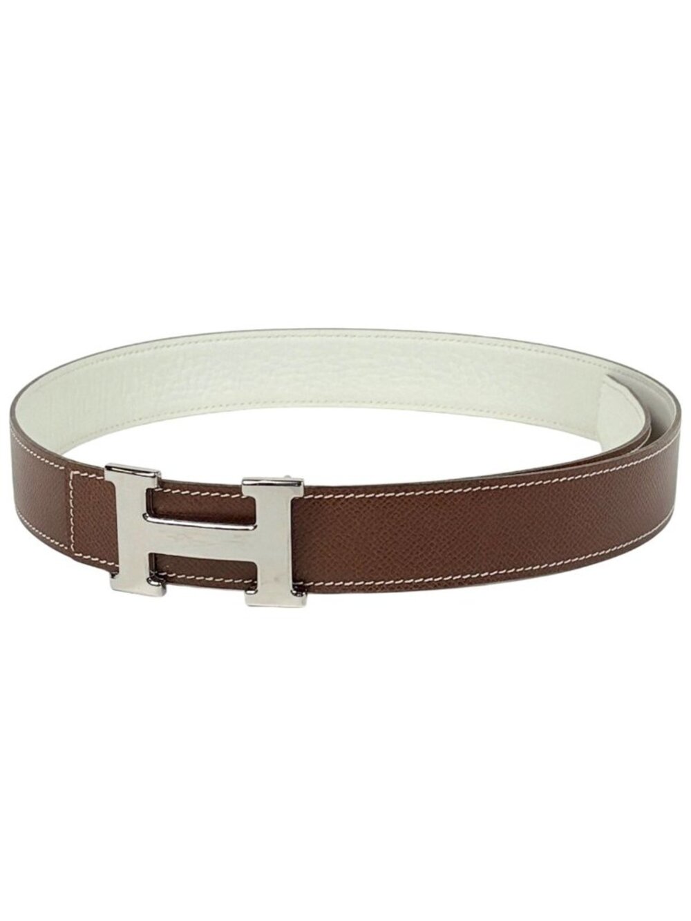 Hermes Constance Reversible Belt Leather Brown White